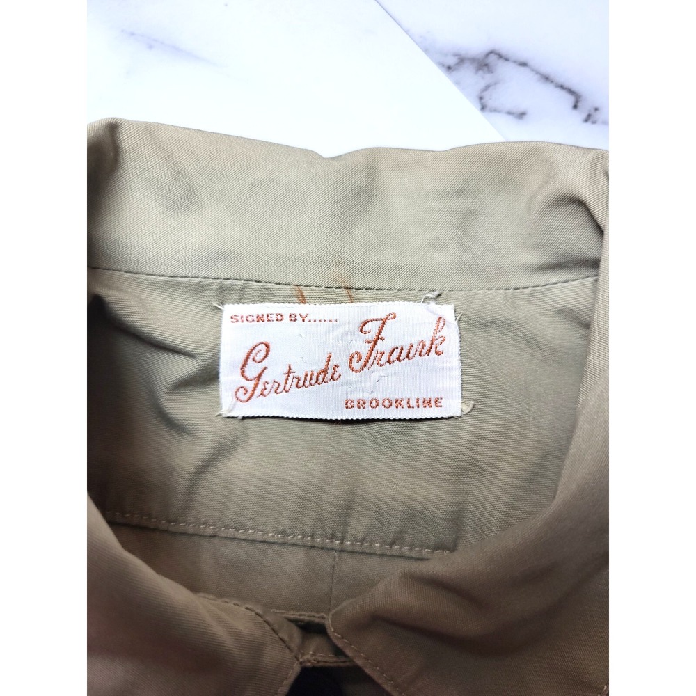 VTG Adele Simpson Khaki Long Sleeve‎ Midi Dress Size 6 Military Wartime Look - Picture 10 of 16
